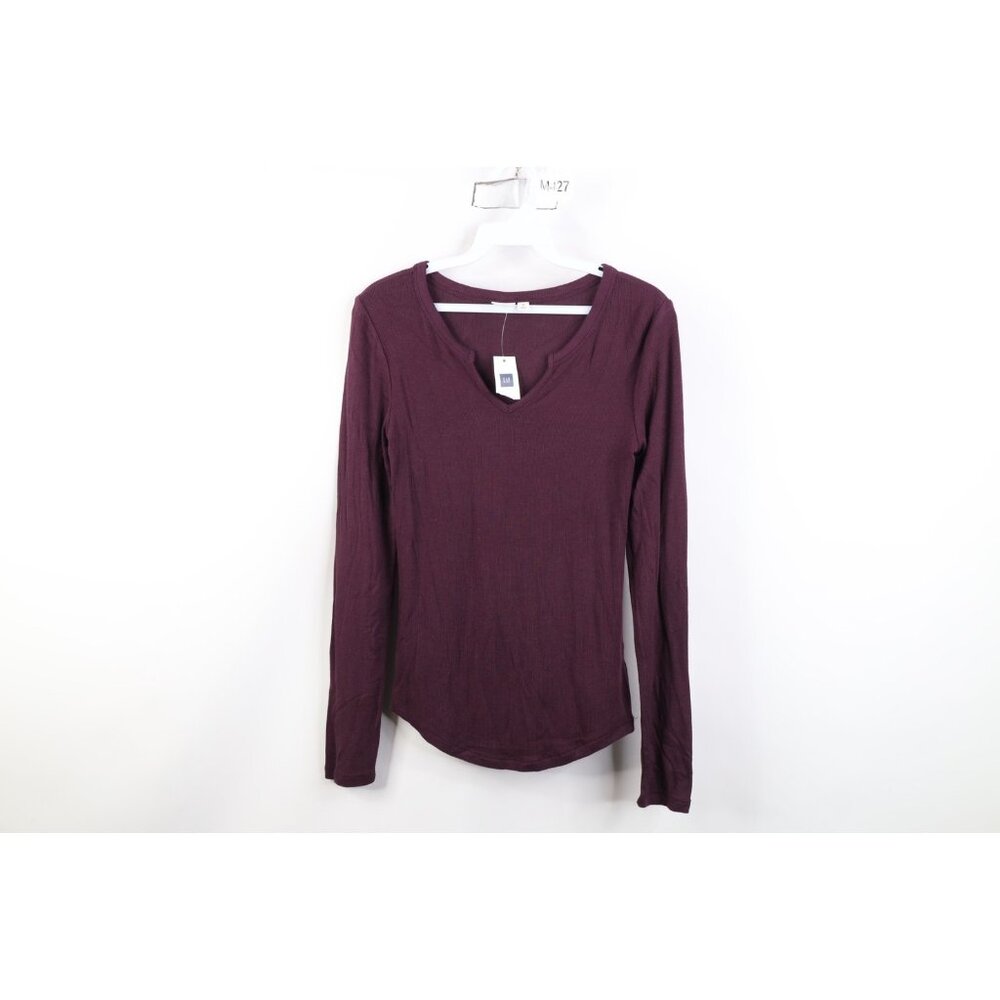 Deadstock Vintage Y2K Gap Womens XS Blank Babydoll Thermal Ribbed Knit T-Shirt